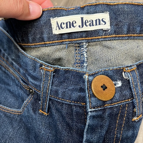 ACNE JEANS MENS DARK WASH MAX RAW STRAIGHT LEG JEANS 31/34 - Picture 12 of 16